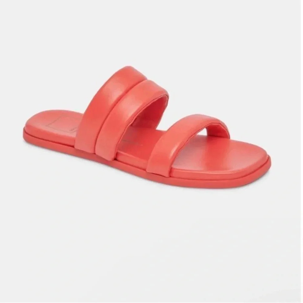 Dolce Vita Adore Slide Sandal Orange Red Leather Coral 8.5